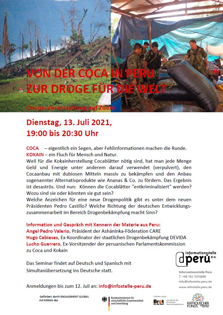 13.07.21: Online-Veranstaltung | Von der Coca in Peru zur Droge für die Welt