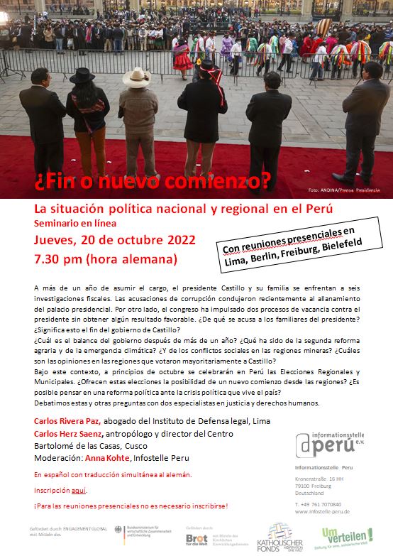 20.10.22: Evento en línea | ¿Fin o nuevo comienzo? La situación política nacional y regional en el Perú